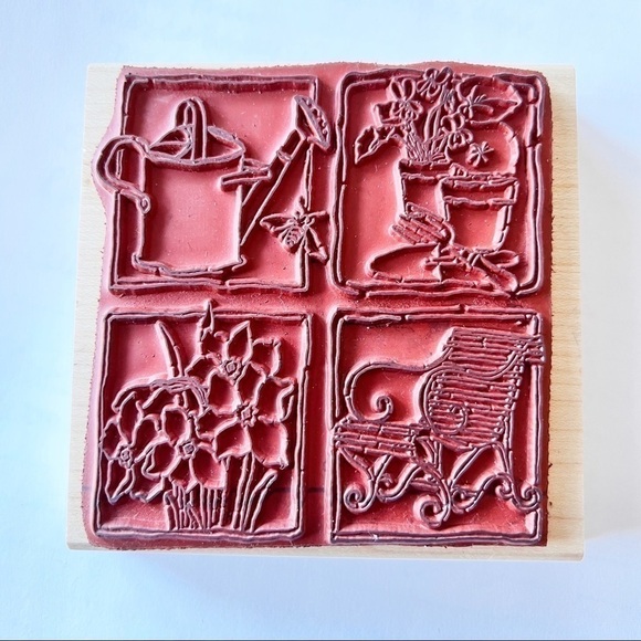 𝅺PRINTWORKS Spring Garden Sampler Wood Mounted Rubber Stamp - Picture 2 of 7
